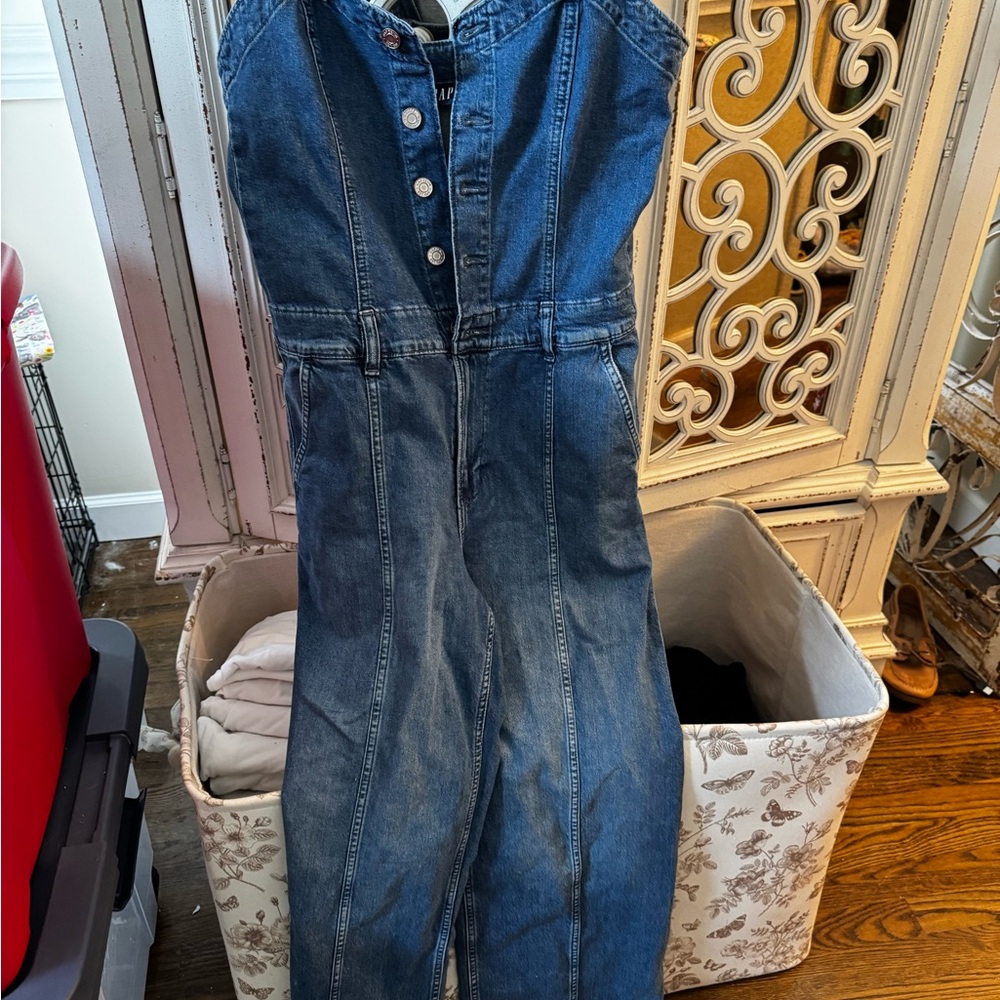 Denim Button-Up Jumpsuit
